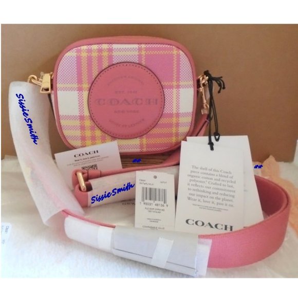 Mini Dempsey Camera Bag with Garden Plaid Print & Coach Patch - Picture 3 of 15